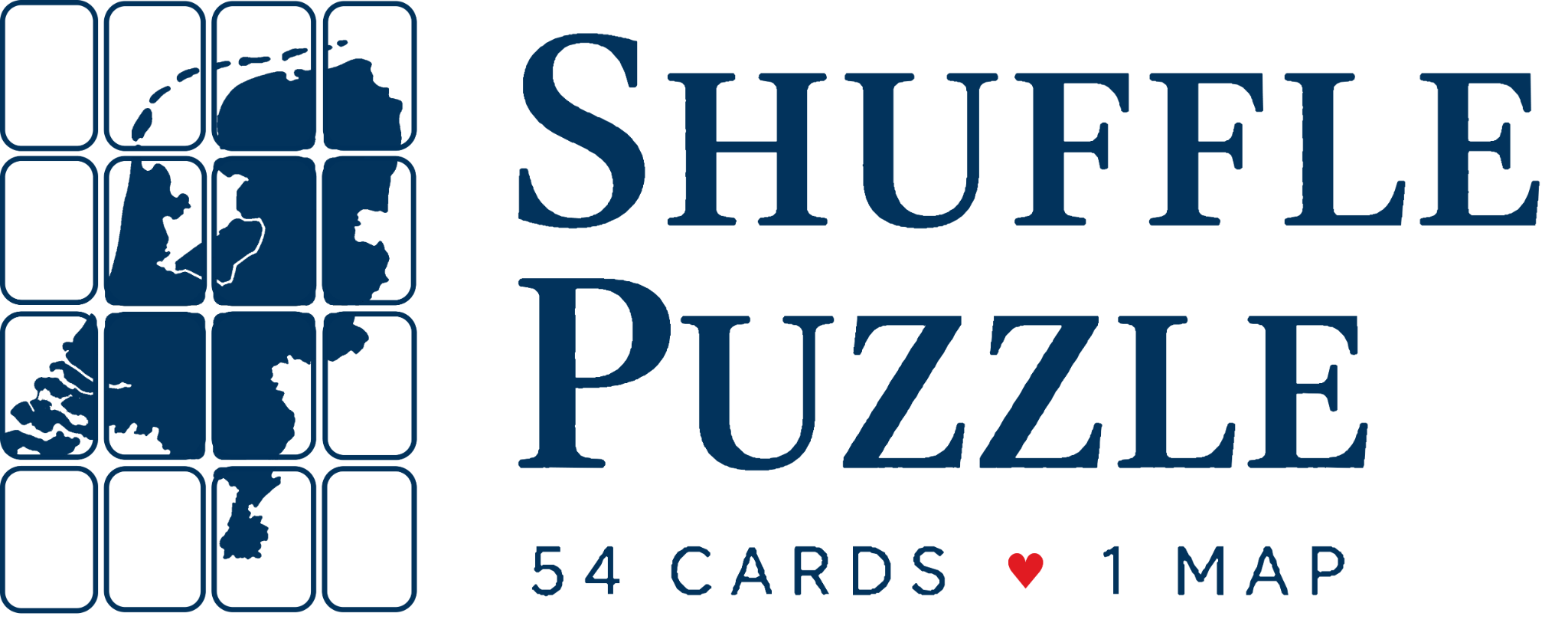 Shuffle Puzzle — 54 cards, 1 map
